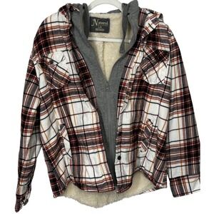 Natural Reflections Flannel Jacket Sherpa Lining Zip and Button Front Women's Lg